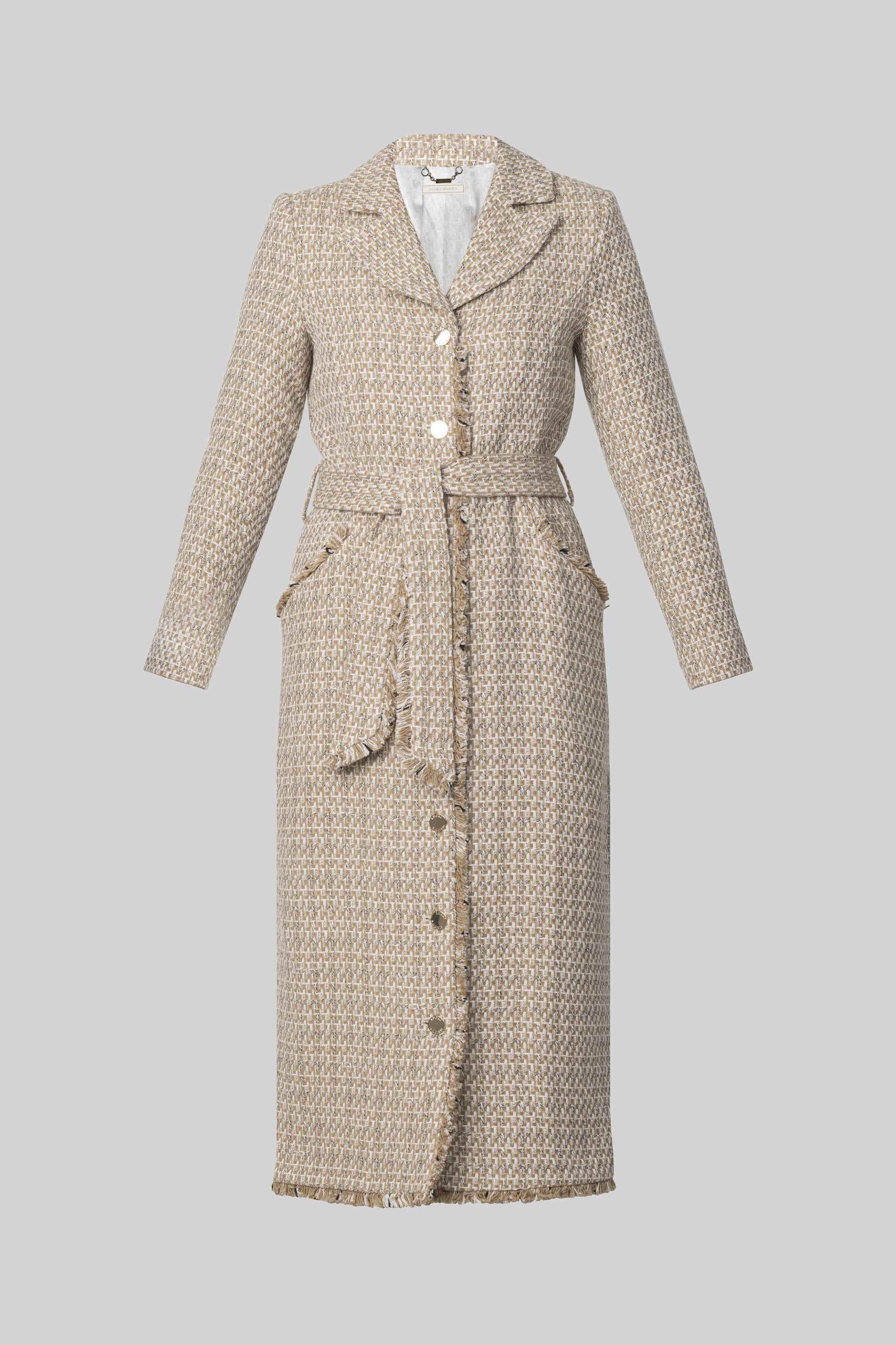 Bouclé Belted Midi Dress