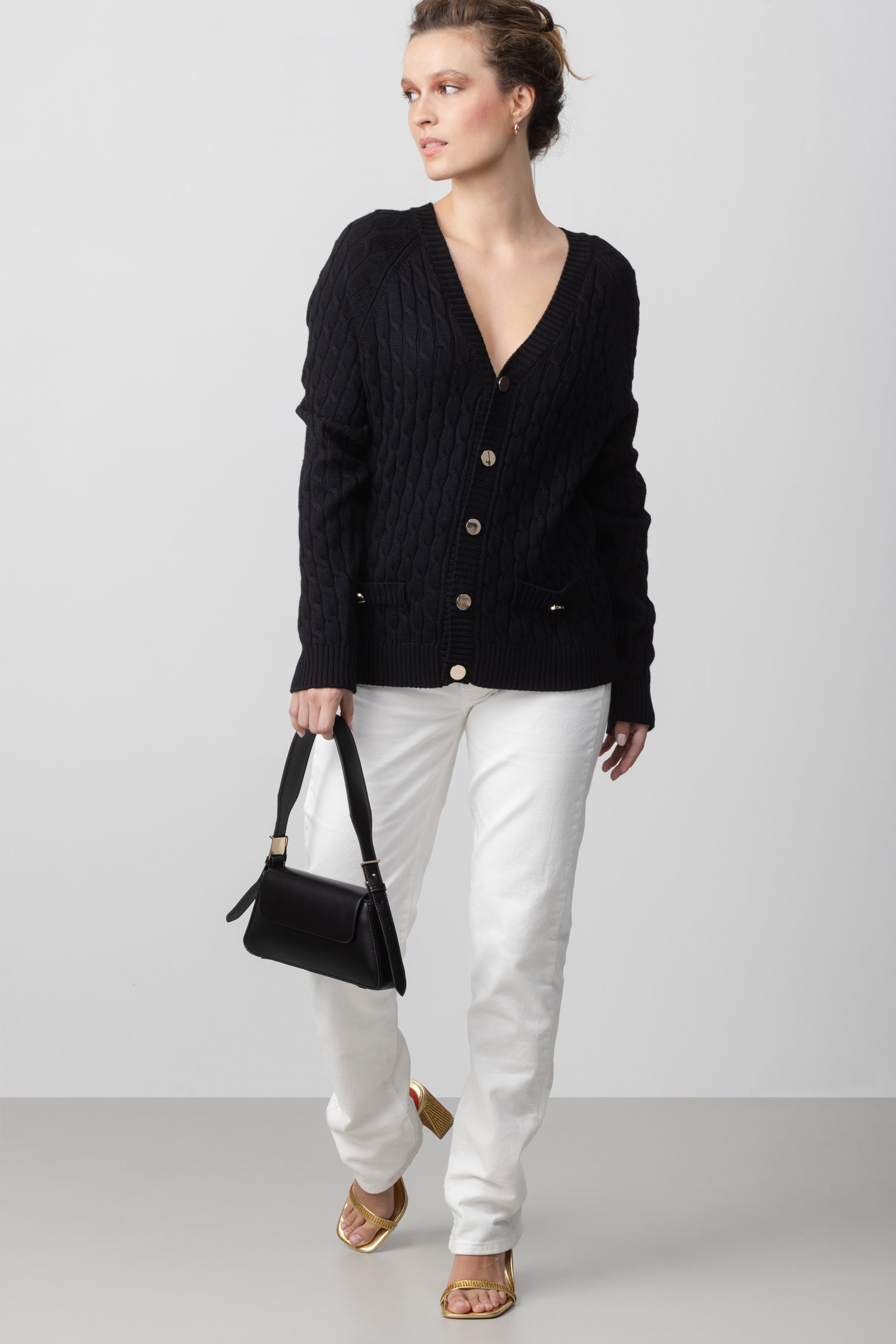 MERINO WOOL CABLE CARDIGAN