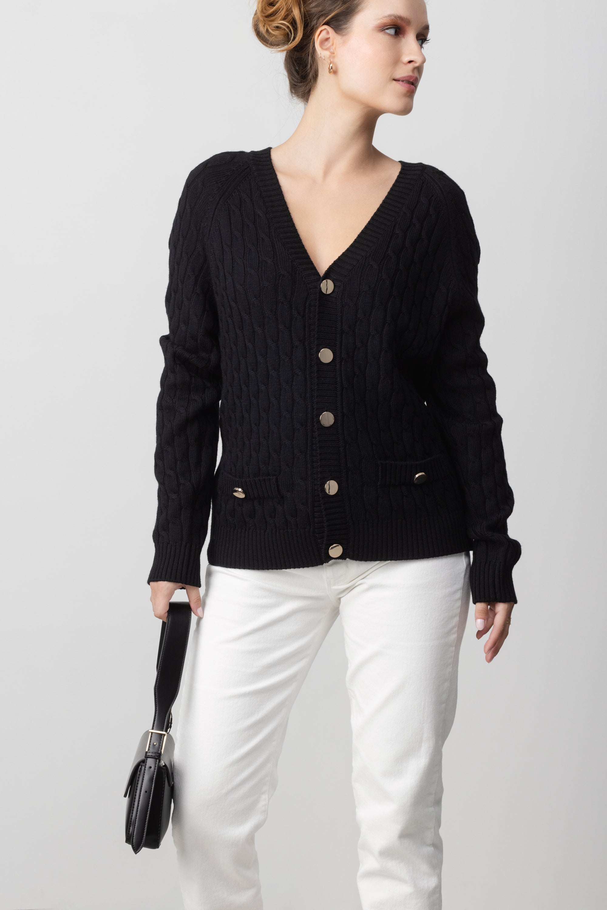 MERINO WOOL CABLE CARDIGAN
