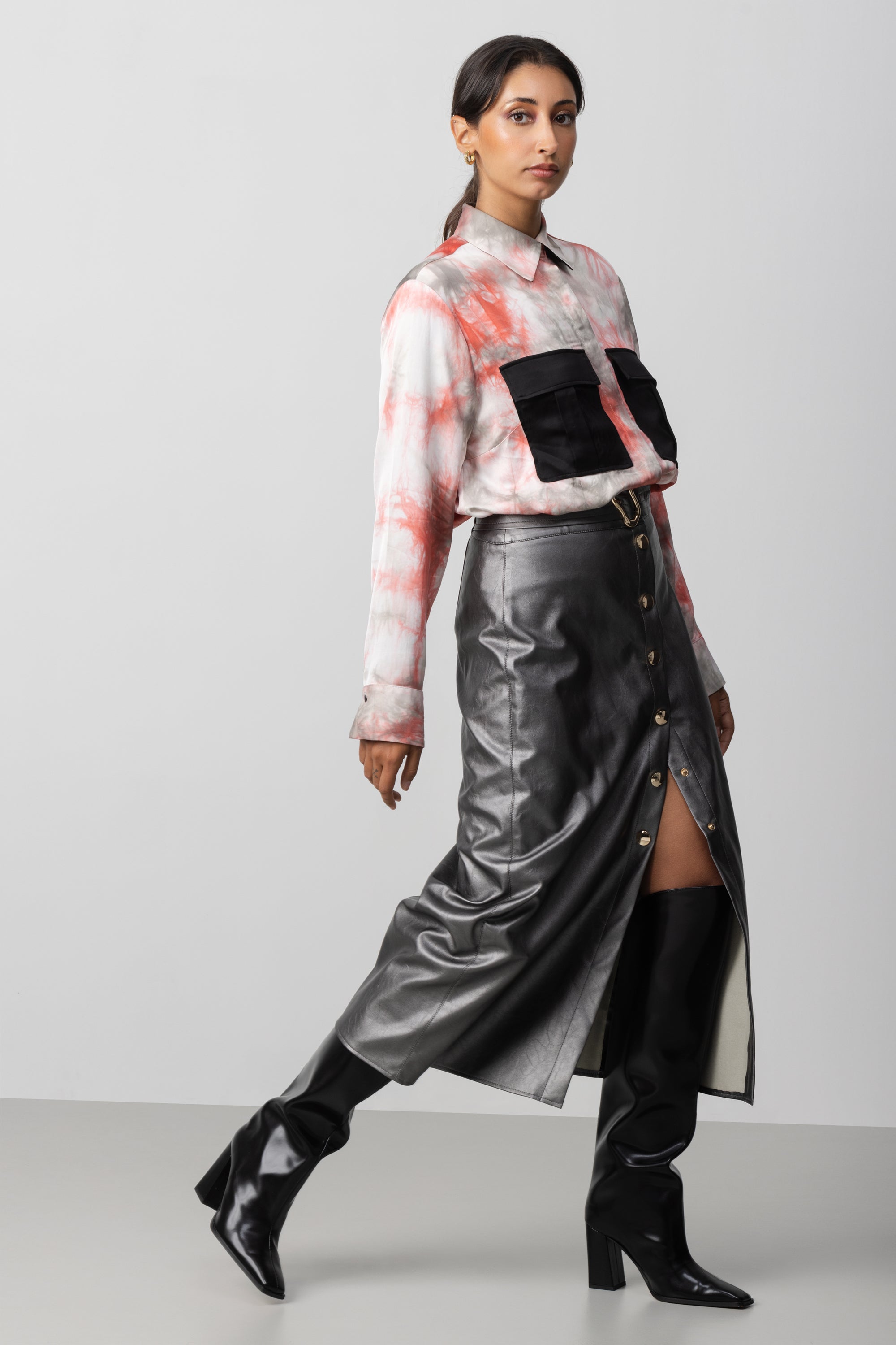 FAUX LEATHER SKIRT
