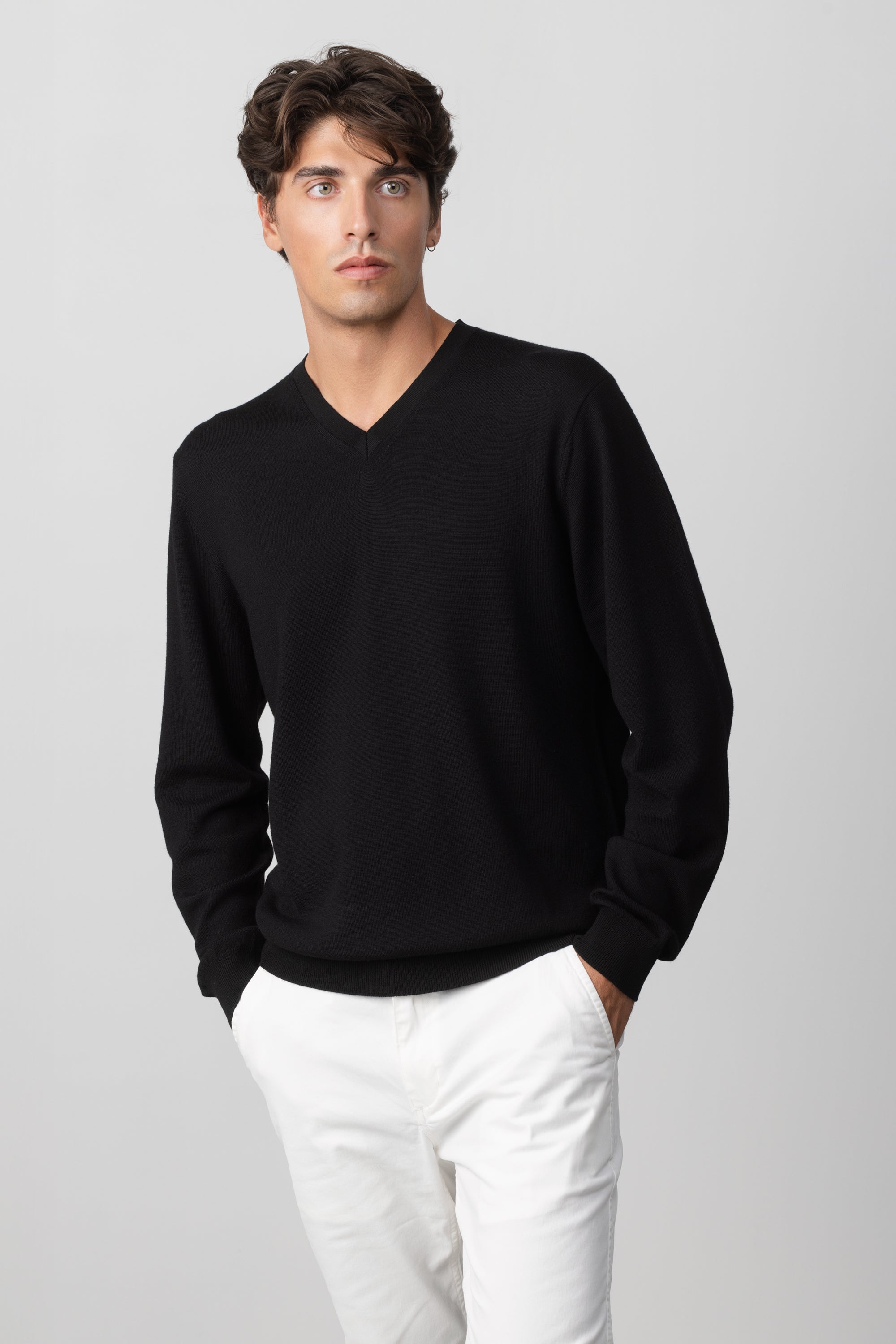 Merino Wool V Neck