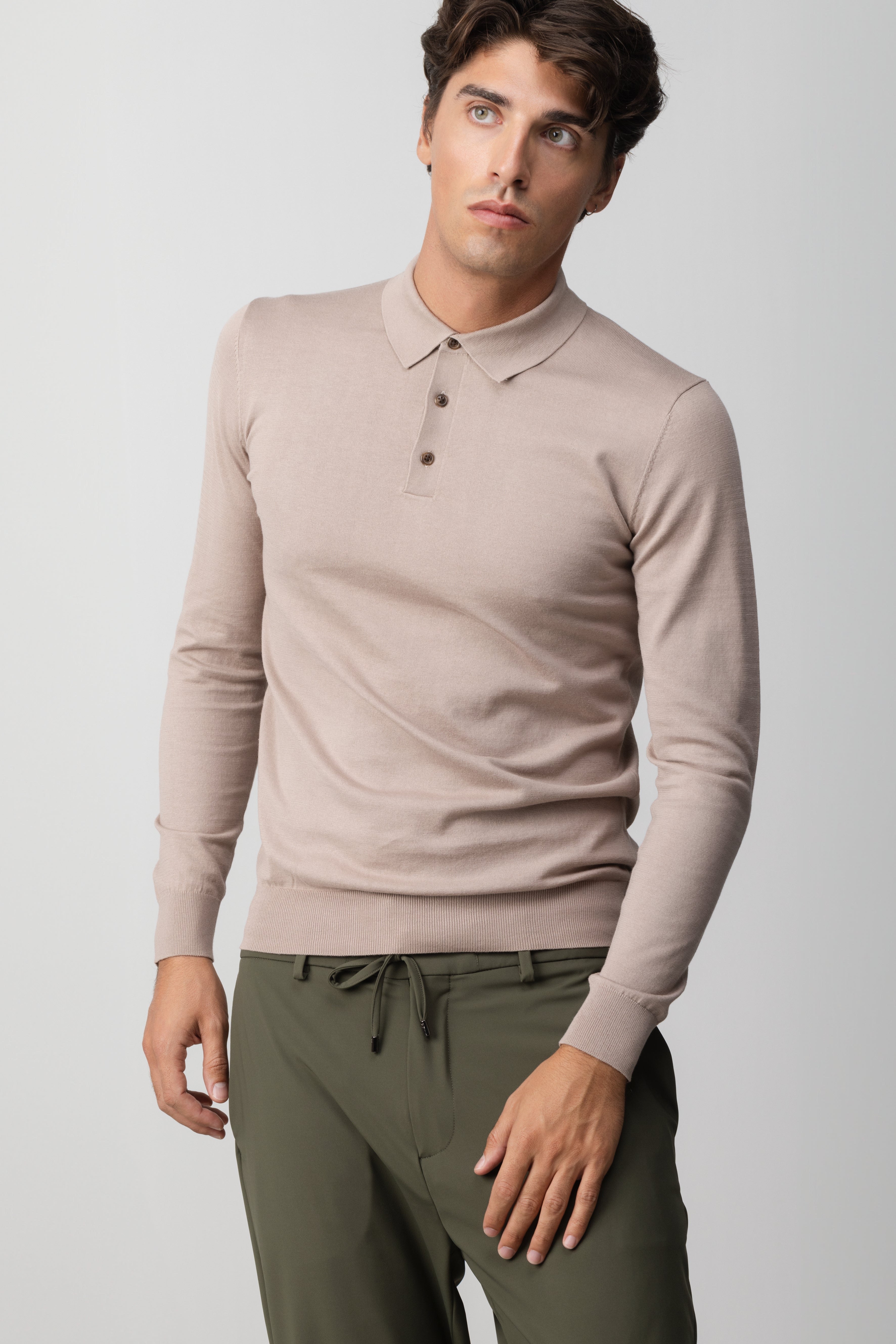 SILK AND COTTON POLO SHIRT