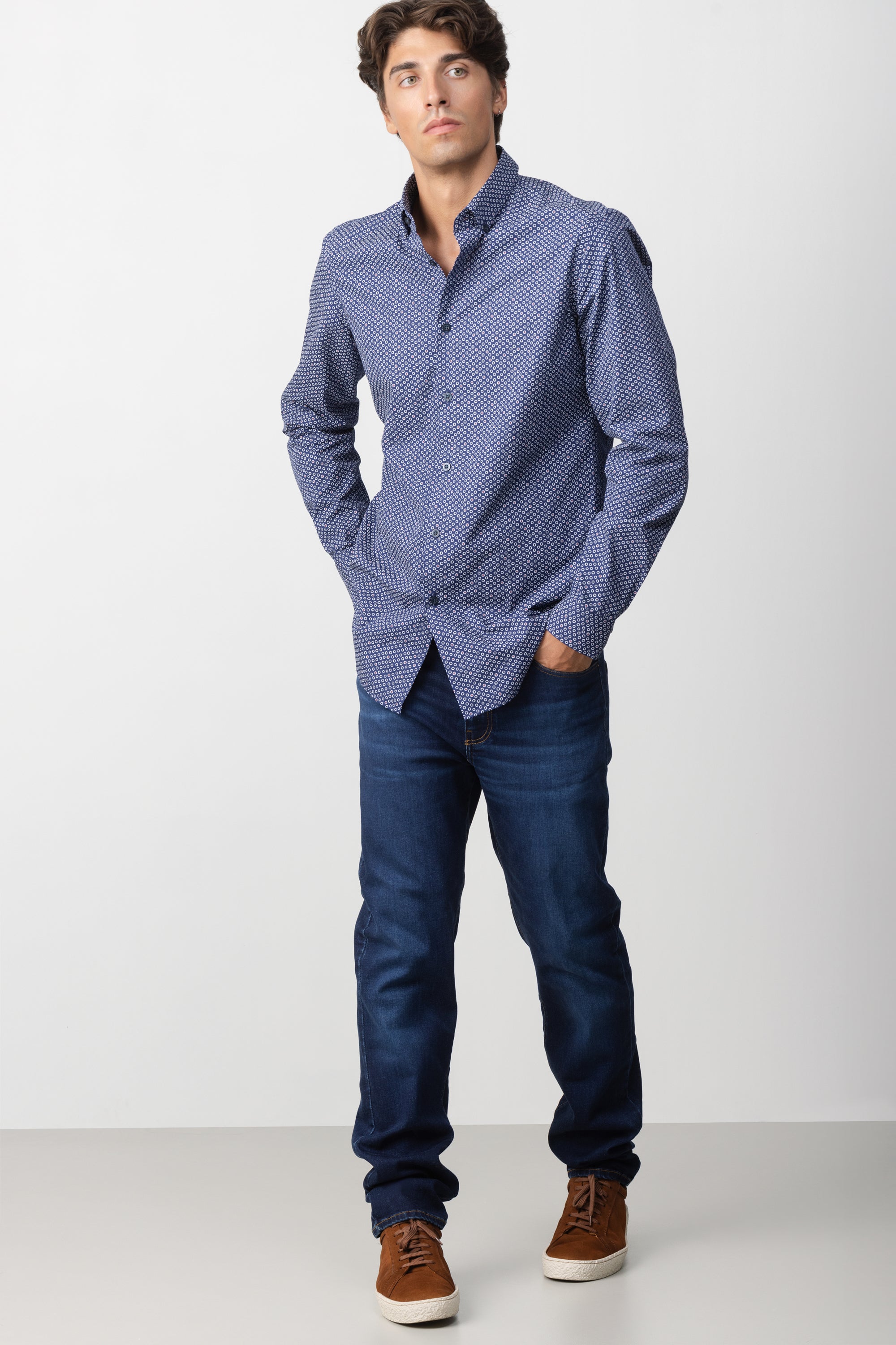 MICROMOTIFS COTTON SLIM SHIRT