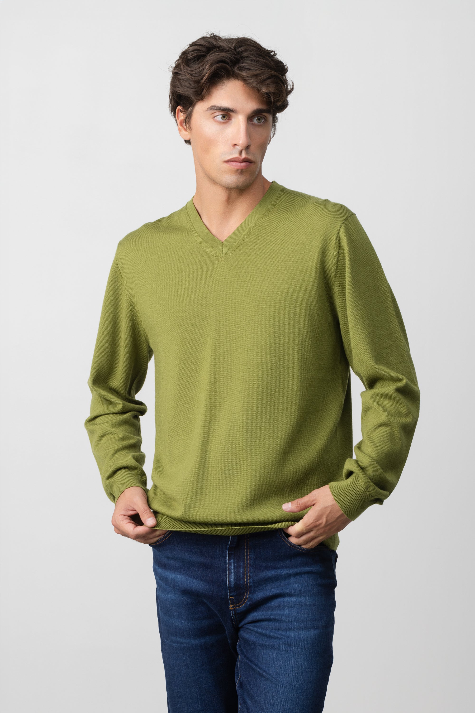 Merino Wool V Neck