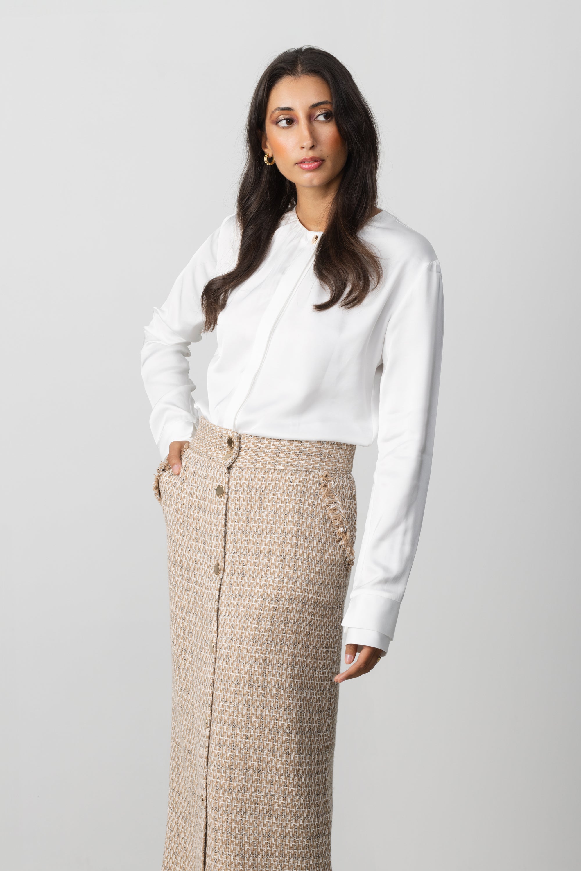 BOUCLÉ MIDI SKIRT