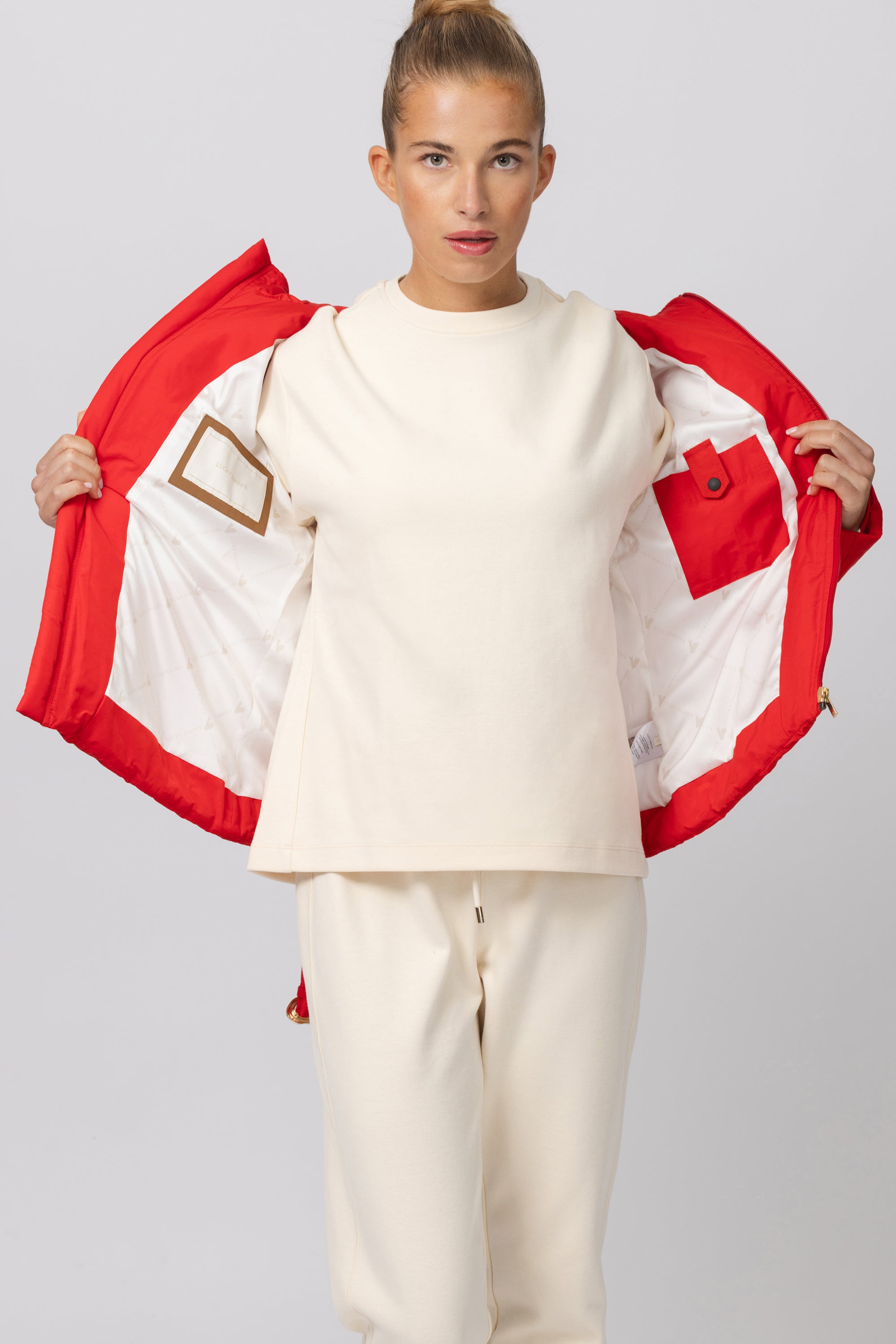 Belted down puffer jacket