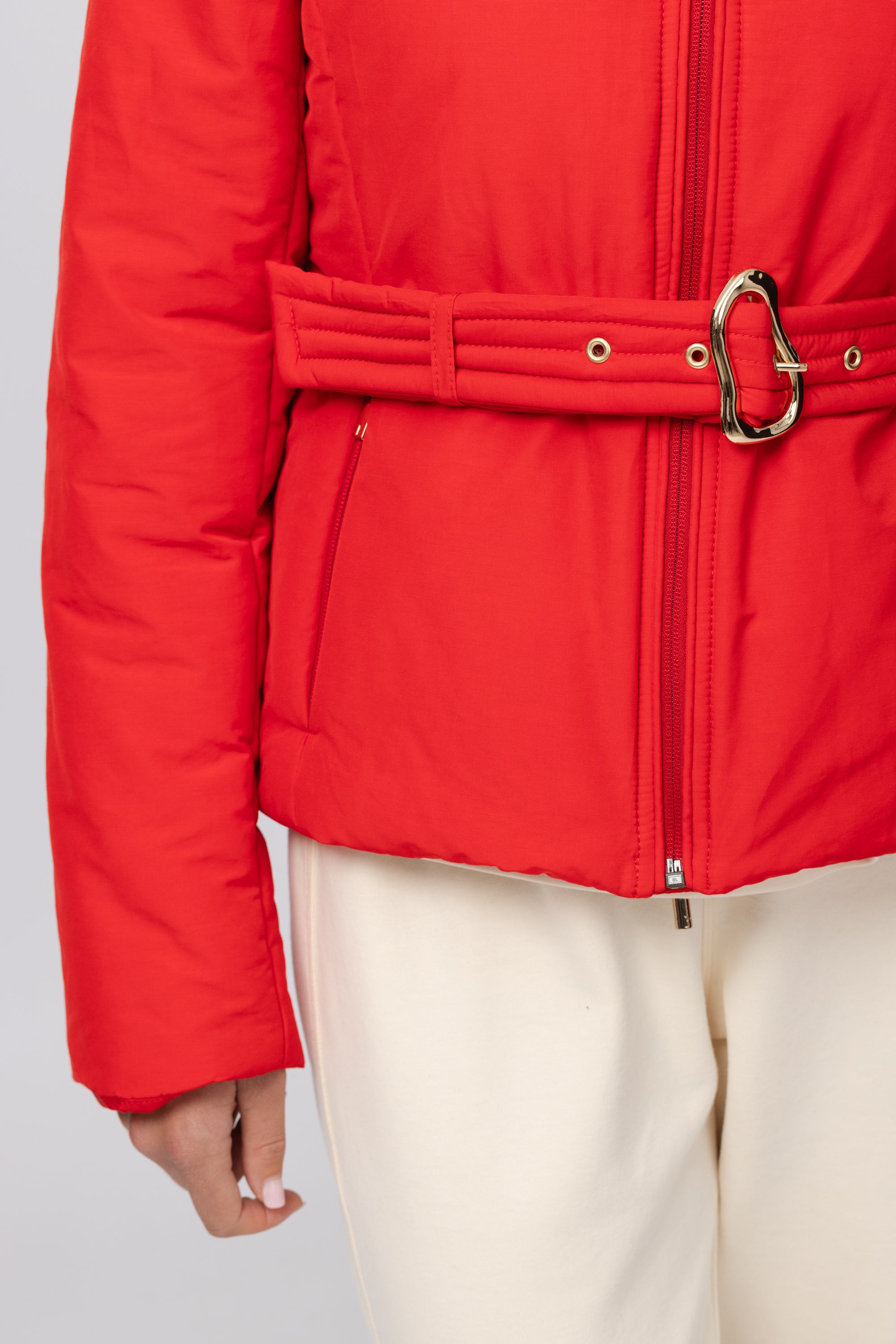 Belted down puffer jacket