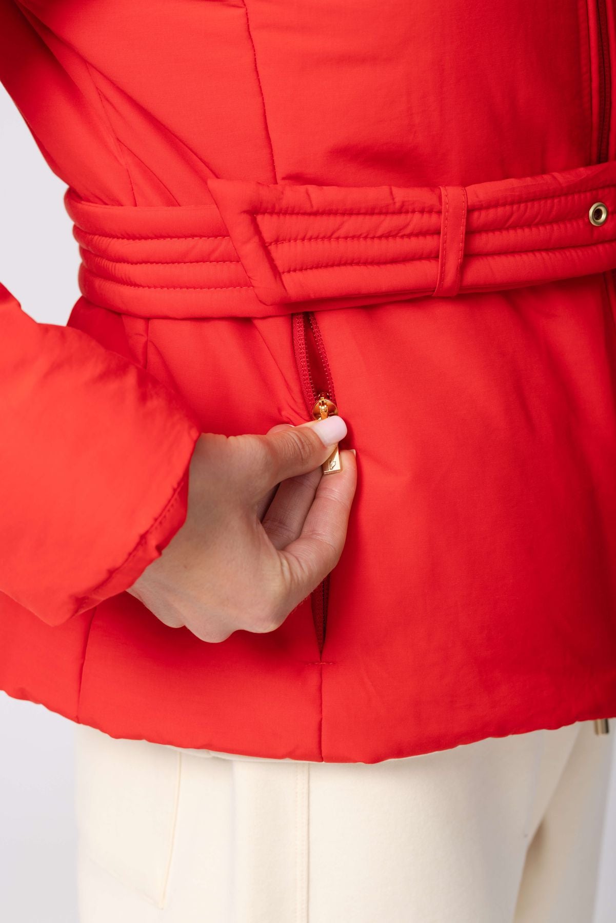 Belted down puffer jacket