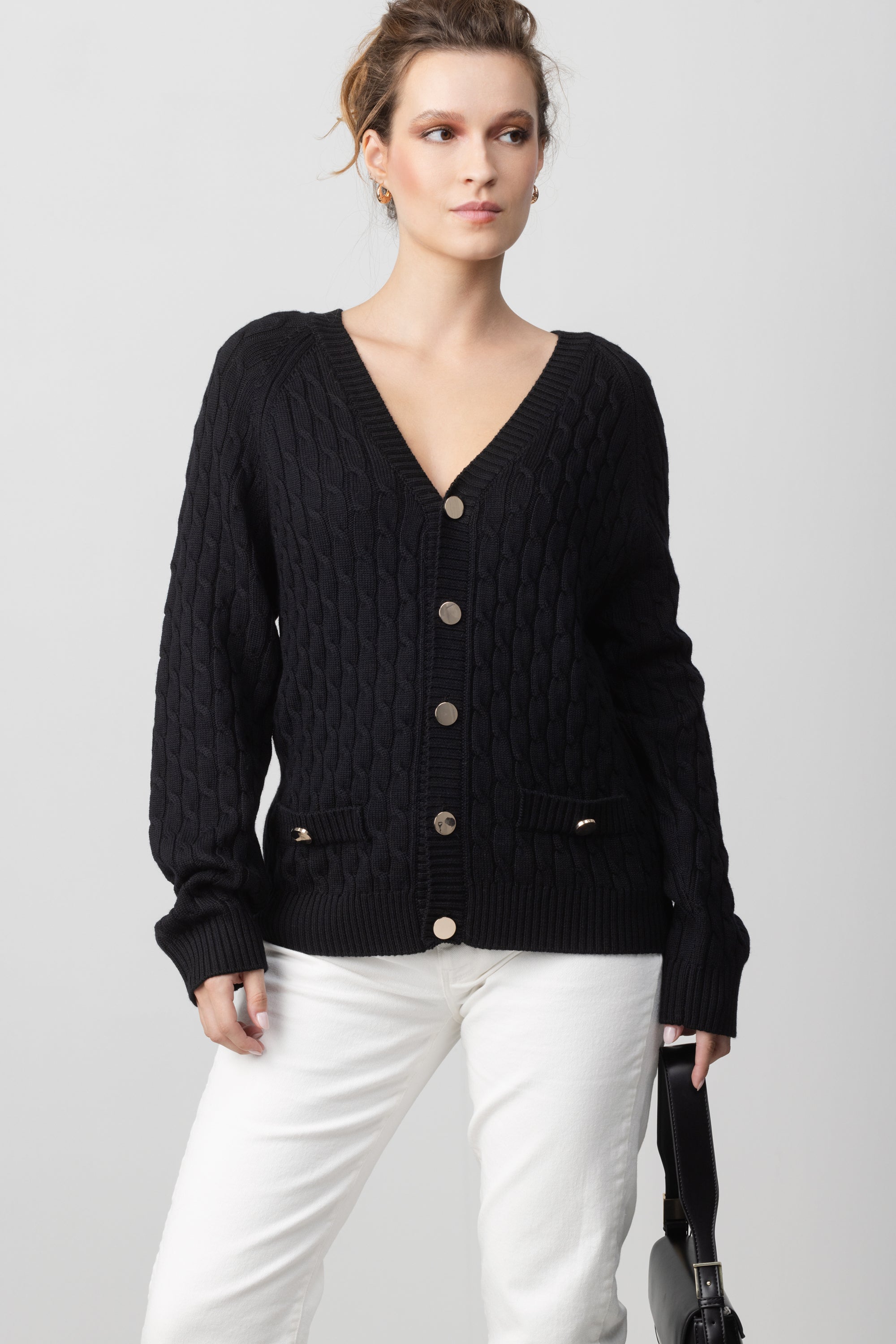 MERINO WOOL CABLE CARDIGAN