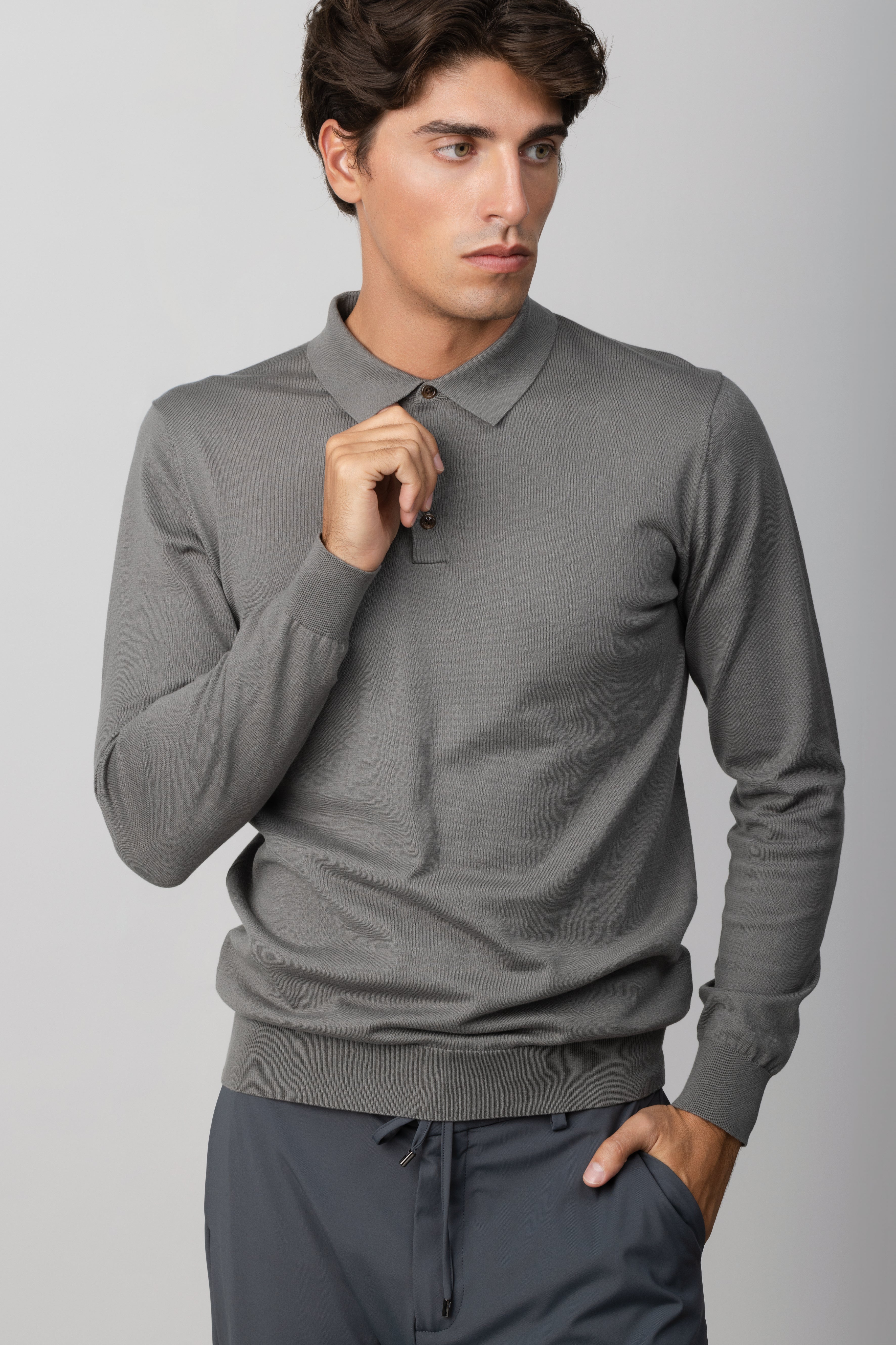 SILK AND COTTON POLO SHIRT