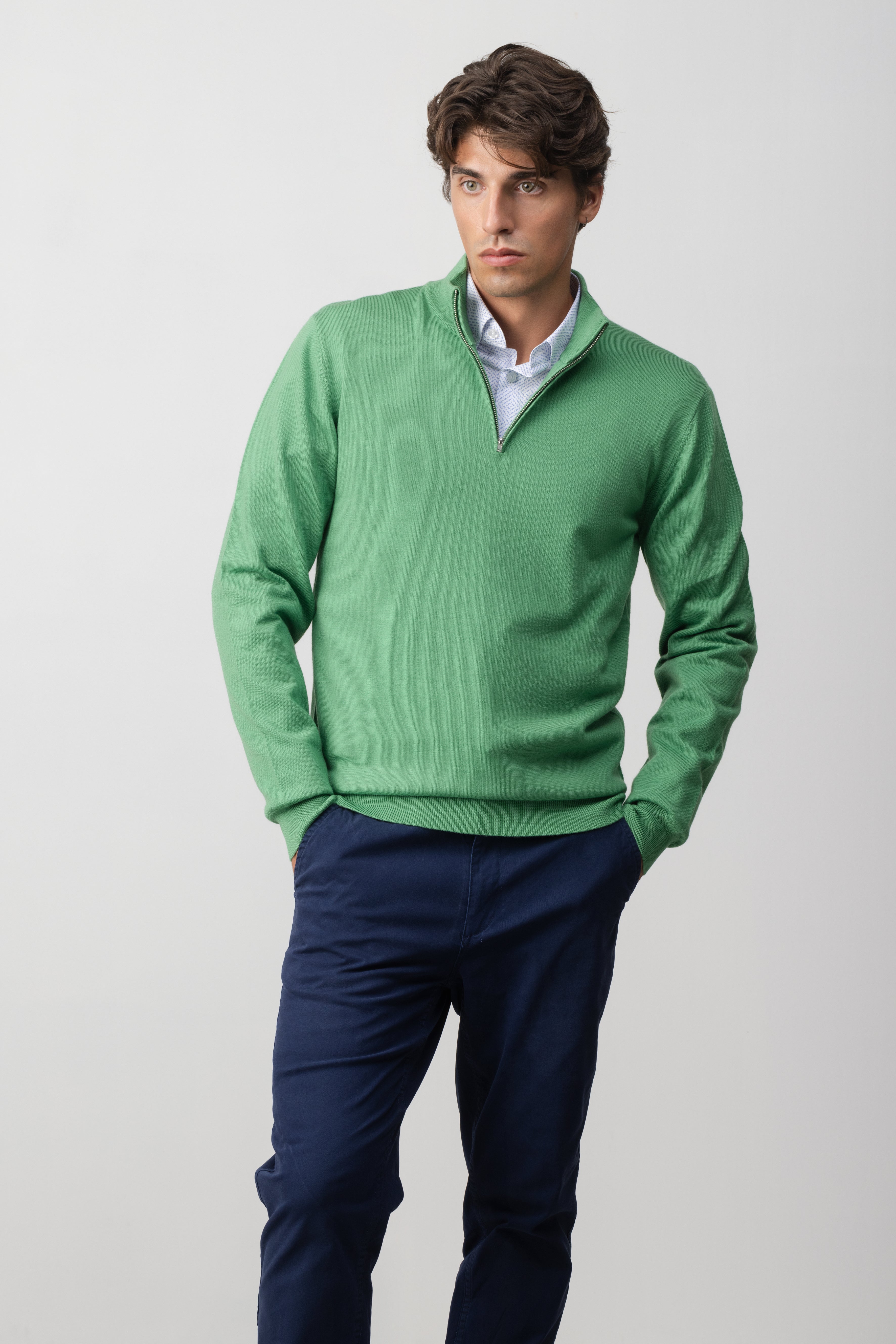 MERINO WOOL ZIP UP SWEATER