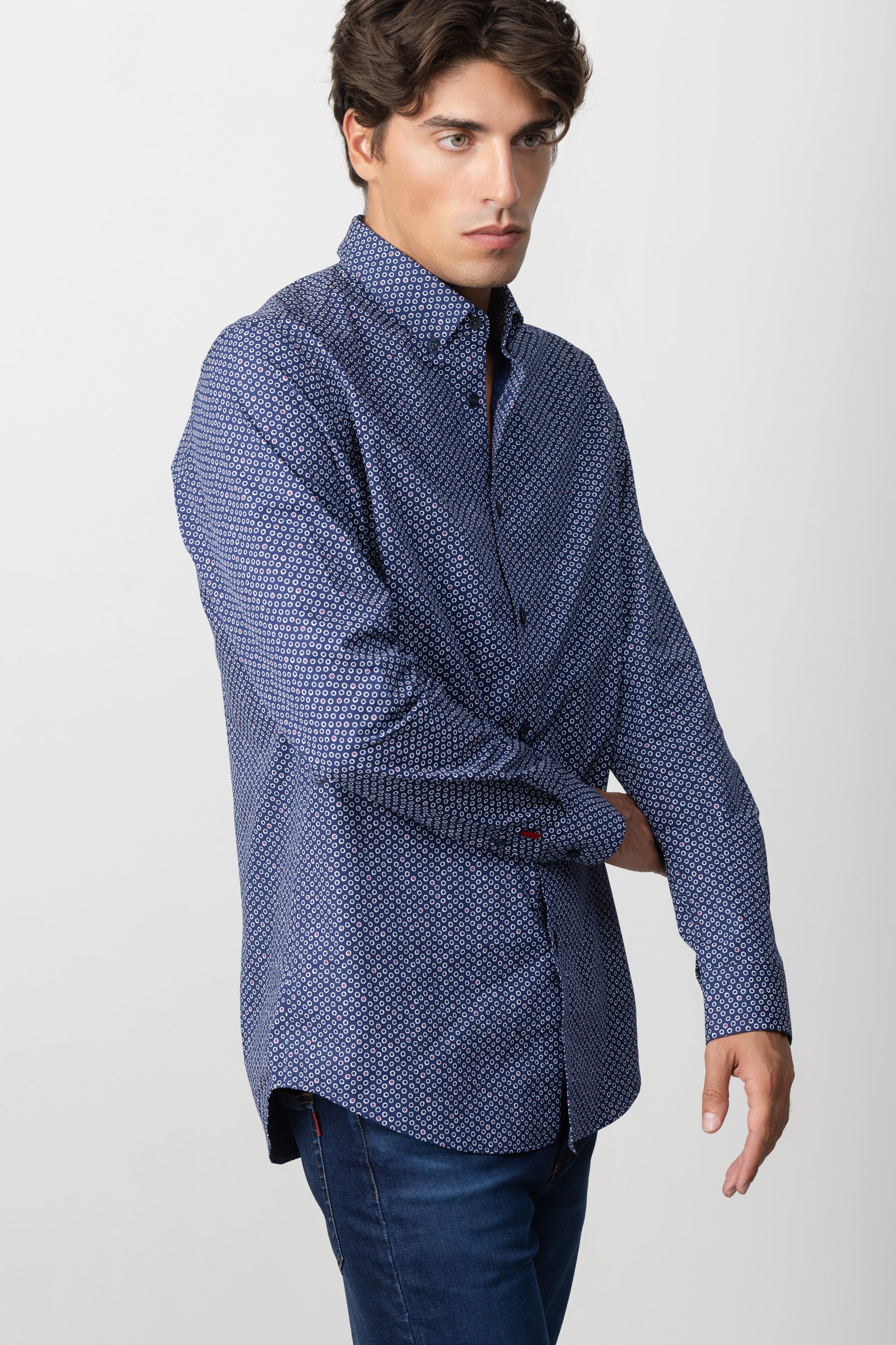 MICROMOTIFS COTTON SLIM SHIRT