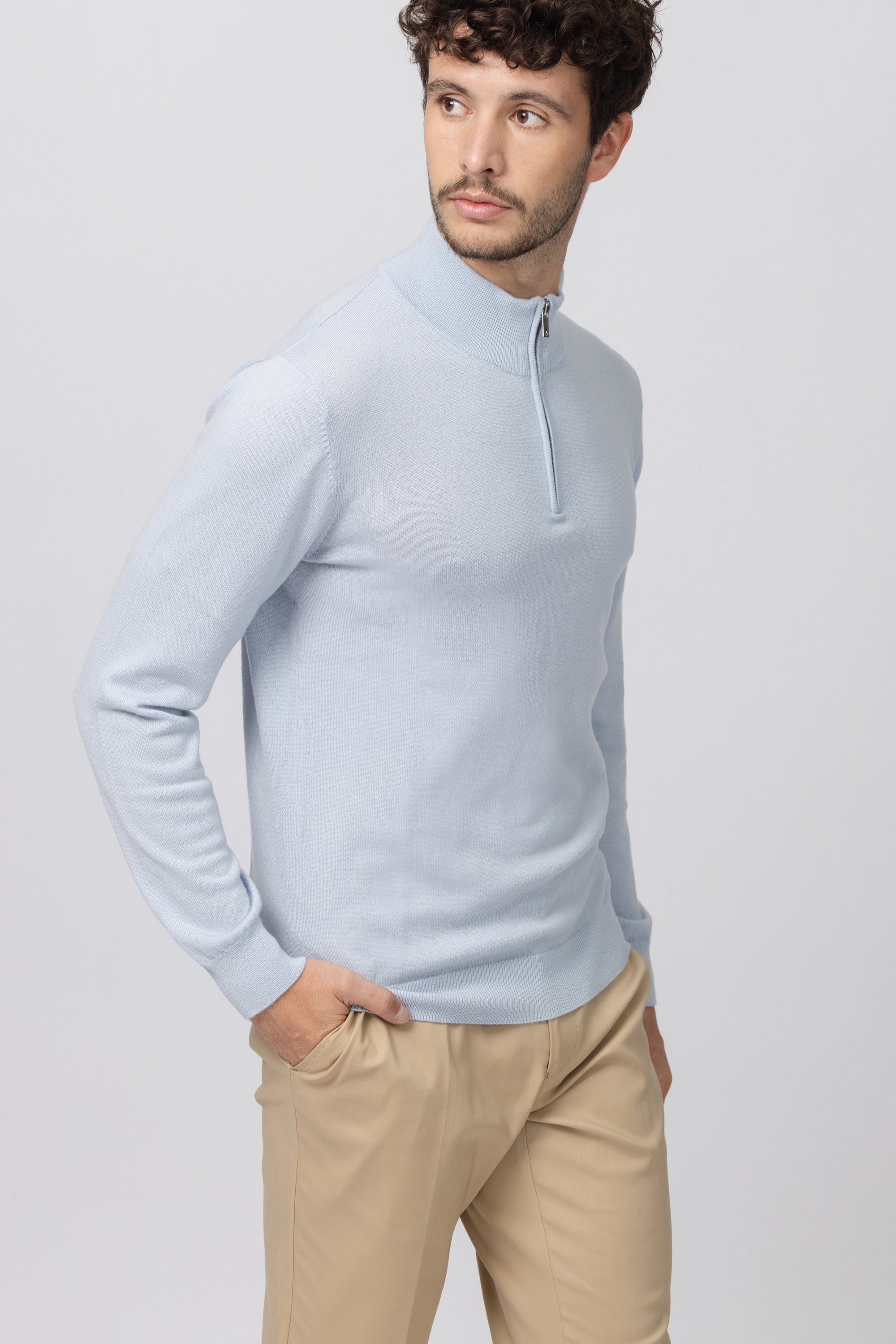 MERINO WOOL ZIP UP SWEATER